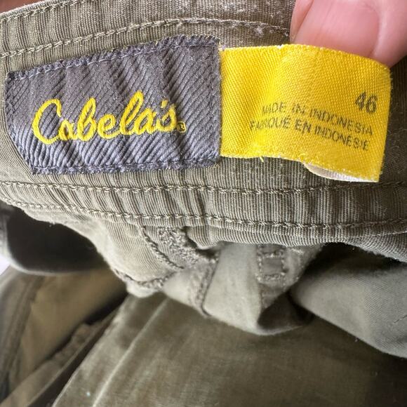 Cabela's Olive Green Utility Cargo Hiking Shorts Mens Sz 46 Flat Front High Rise - Picture 9 of 9